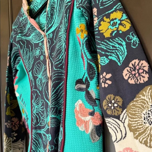 IVKO Colorful Floral Embroidered Cardigan Size 10 - Picture 2 of 6